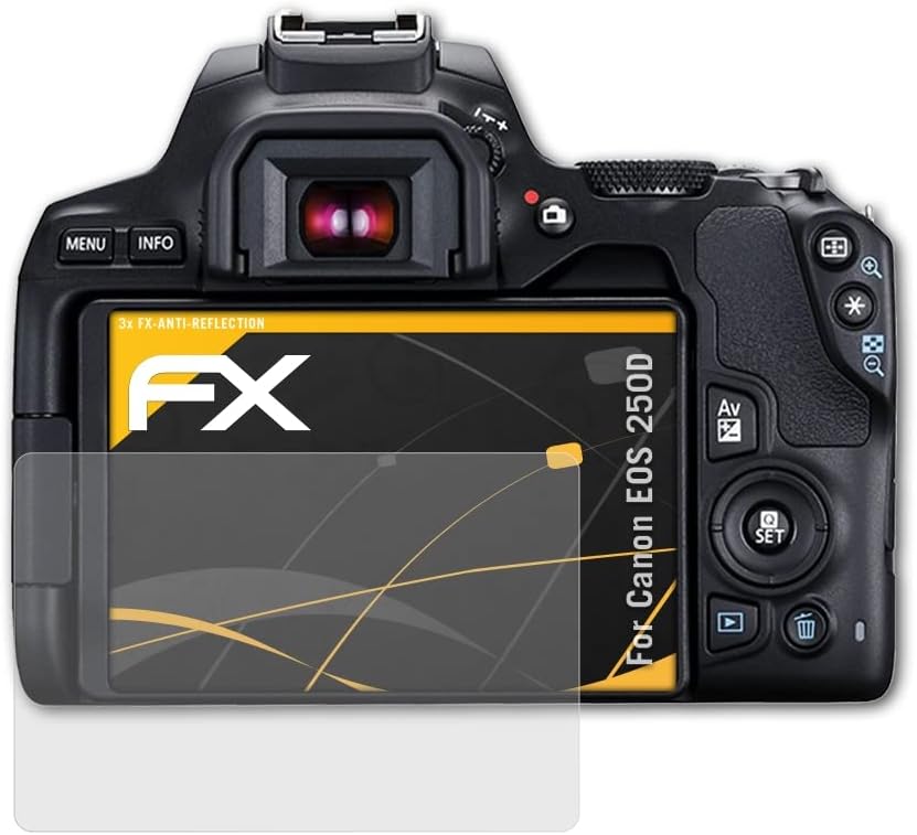 מגן מסך Atfolix התואם לסרט הגנת המסך של Canon EOS 250D / Rebel SL3, סרט מגן אנטי-רפלקטיבי וסופג זעזועים FX.