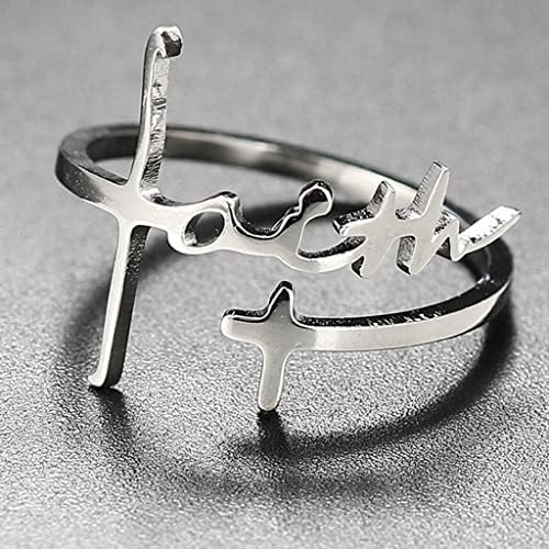 נירוסטה מתכוונן גודל אמונה צלב נוצרי תפילת חתונה אירוסין הבטחת יום נישואים טבעת
