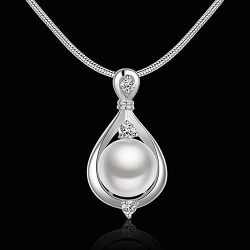 Panwa תכשיט Joyería 925 de Plata de Ley Colgante Collar de Perlas de Cristal Cadena