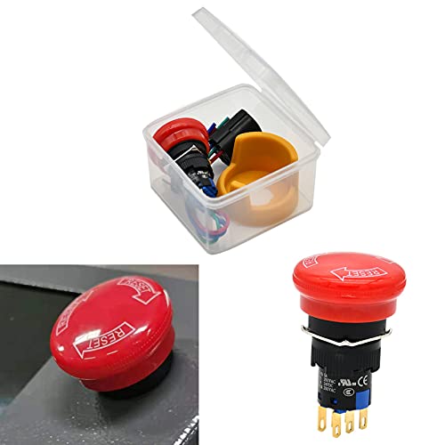 כפתור כפתור עצירה של 16 ממ חירום נושם כפתור כובע פטריות אדום מתג כפתור E-Stop ON OF 5A כבה עם כיסוי הגנה עם תקע
