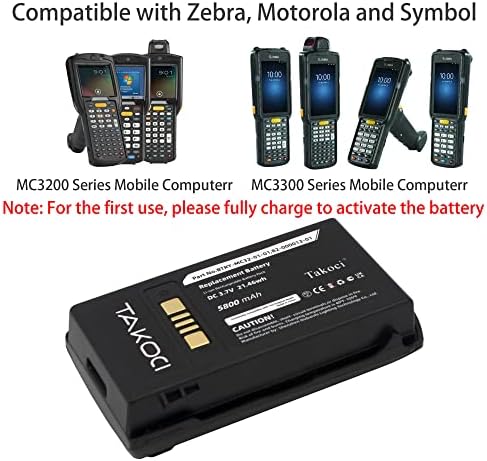 Gikysuiz 40 סוללה להחלפת חבילה לסמל/זברה MC3300 ו- MC3200 מחשב סלולרי, מתאים למספר החלק BTRY-MC33-52MA-01 3.7V/5800mAh