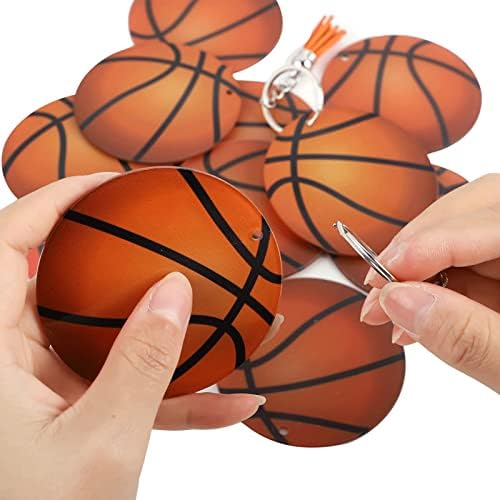 ערכת חסר מחזיק מפתחות אקריליקית בכדורסל כוללת 20 מחזיק מפתחות כדורסל עם 20 גדילי כדורסל טבעות מחזיק מפתחות הגדרת