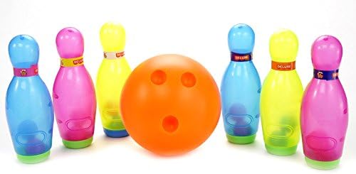PowerTrc Deluxe Super Bowling Set צעצוע לילדים 7 '' סיכות באולינג צבעוניות וכדור באולינג 6 '6'