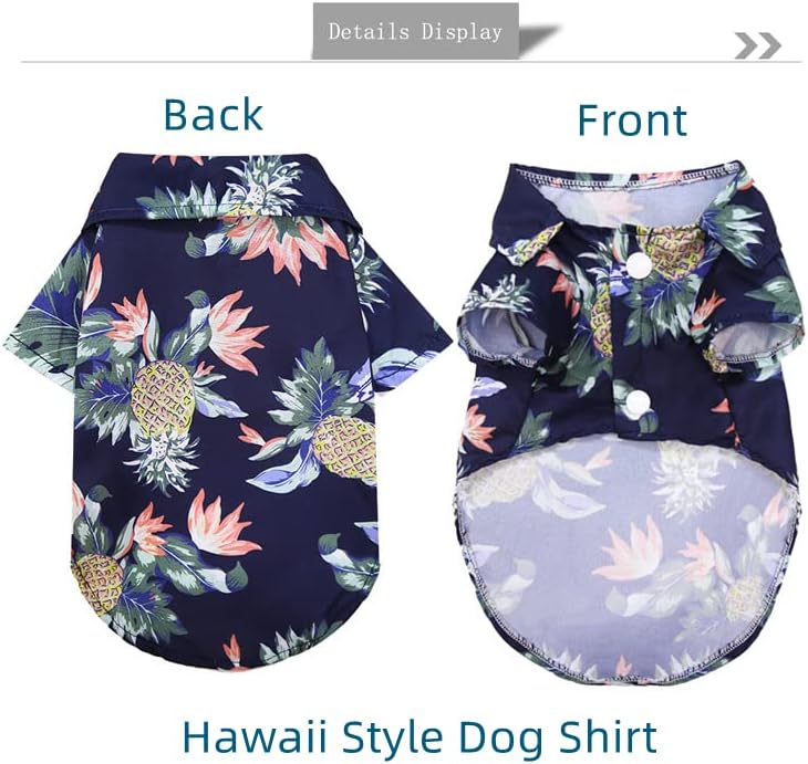 חולצת כלבים של Hanad Hawaiian, סווטשירטים בקיץ נושמים בגדי כלבים מגניבים, קוקוס אננס חוף חולצת חיות מחמד כלב חולצות פולו
