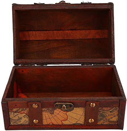 קופסת עץ רטרו של Hapivida, תיבת אחסון תכשיטים דקורטיביים וינטג