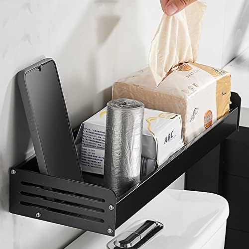 FVRTFT מדפי אמבטיה מתלה מקלחת שחורה מדפי מקלחת עצמית מדפי מקלחת קיר ללא שטח קידוח אלומיניום לשירותים אמבטיה, 1 שכבה 40
