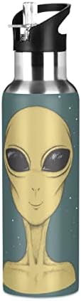 Glaphy Alien 32 גרם בקבוק מים, בקבוק מים עם מכסה קש מבודד נירוסטה, לספורט, הליכה, ריצה