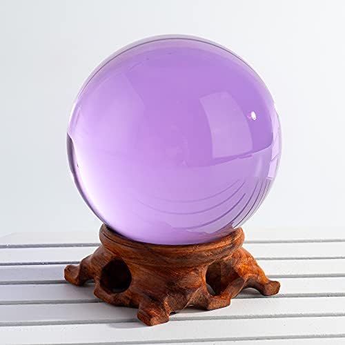 כדור קריסטל מודיאר 80 ממ כדור קריסטל עם מעמד מעץ וקופסת מתנה לקסם, צילום כדורלה, דקורטיבי משפחתי, מספר הון,