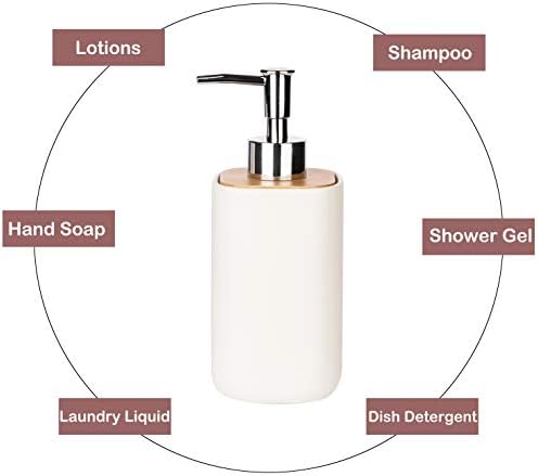 Wodlo - קרמיקה עם 4 חלקים עם סט אביזרי אמבטיה במבוק - ערכות אביזרי אמבטיה מלאות כוללות מתקן סבון, מחזיק מברשת שיניים,