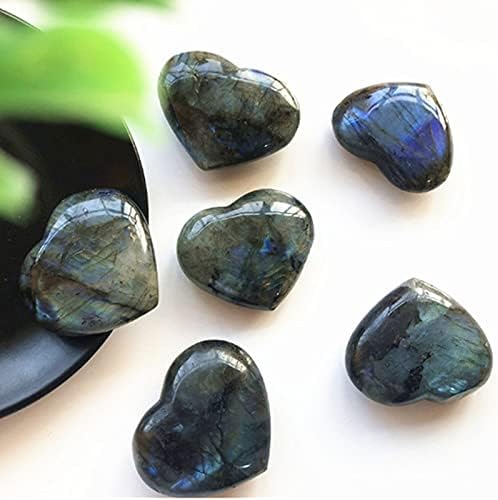 Blugy 1pc Moonstone Crystal Labradorite אבן דקל ריפוי קוורץ אבן חן דאגה צורת לב אבן ליצירת יהודיים