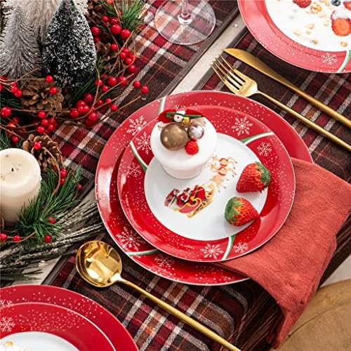 חרסינה של חג המולד של xiulaiq סט ארוחות אוכל 20 חלקים עם 6*צלחת קינוח, צלחת מרק, צלחת ארוחת ערב ו -2*מתנת קערת דגנים מתנה