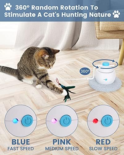 צעצועי חתול אינטראקטיביים אוטומטיים של האצ'י האוטומטי, צעצועי נוצה של חתול 3-in-1 צעצועים לחתולים אינטראקטיביים חכמים