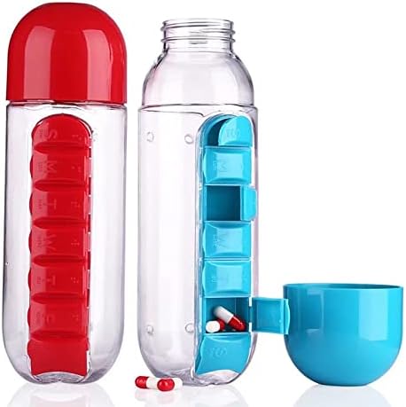 מזלבמבוק 2 ב 1 רפואה יומית תיבת אחסון תיבה, ספורט מים בקבוק עם גלולת תיבת מארגן 7 ימים מתכנן תיבת כמוסה ארגונית