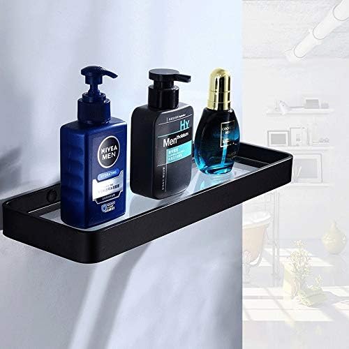 מדף מקלחת BKDFD, אלומיניום חדר אמבטיה חלול שחור ללא קידוח מדפי אחסון מארגן מארגן עם כוס יניקה
