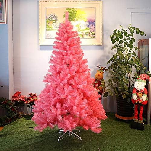 עץ חג המולד מלאכותי של קישוט DLPY, 4 רגל פרמיום אשוח רגלי מתכת צירים עץ סיבים אופטי לחתונה למסיבה-ורוד 4ft