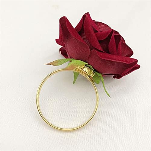 MJWDP אדום צורה צורה מגבת אבזם מפית מפית טבעת מסיבת חתונה לחתונה של יום האהבה שולחן מלון תפאורה מתכת מפית זהב מתכת