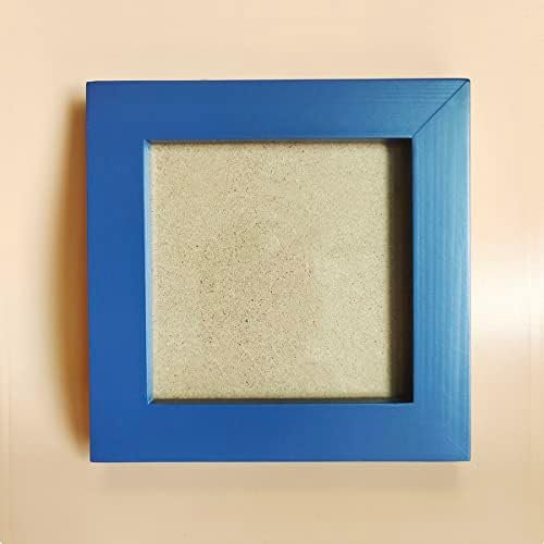 Kele Model 4x4 מסגרות תמונה מסגרת עץ מוצק כחול, לוח פלסטיק. שולחן או קיר. פתיחת חלון פתח 3.5x3.5 אינץ '.