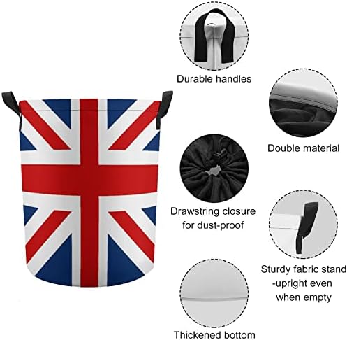 דגל בריטי סל כביסה עגול 42 ליטר סל כביסה מתקפל עם שרוך עליון