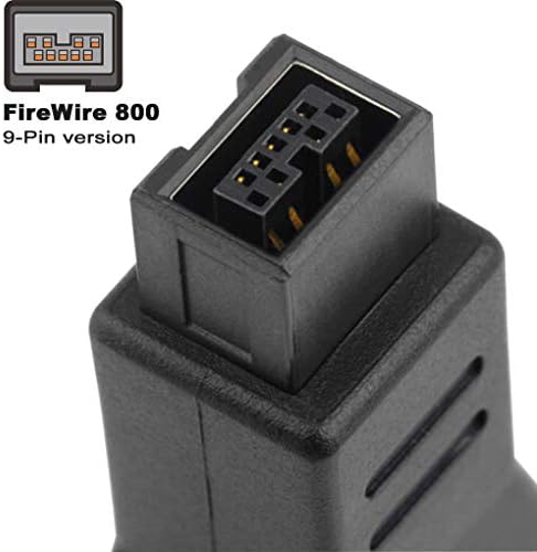 Necables 2pack Firewire 400 עד 800 מתאם ממיר IEEE 1394A נקבה 6 פינים עד 1394B זכר 9 פינים