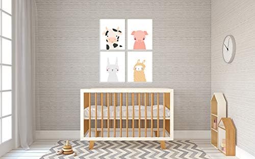 אמנות בעלי חיים למשתלה- מערך 4 הדפסי פעוטון של חיות 11x14 - עיצוב חדר לתינוקות- בעלי חיים יפהפיים פוסטרים אמנותיים לחדר