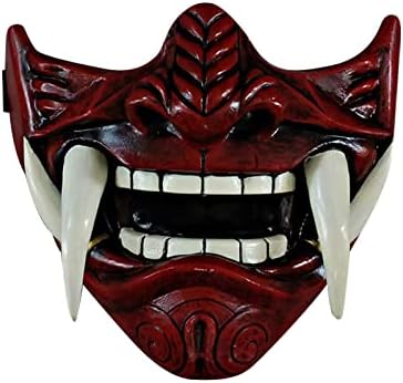 מסכות ליל כל הקדושים למבוגרים יפנית ריאליסטית Hanya Mask Mask De-Mon Oni Sam-urai Noh Kabuki Prajna Devil Half
