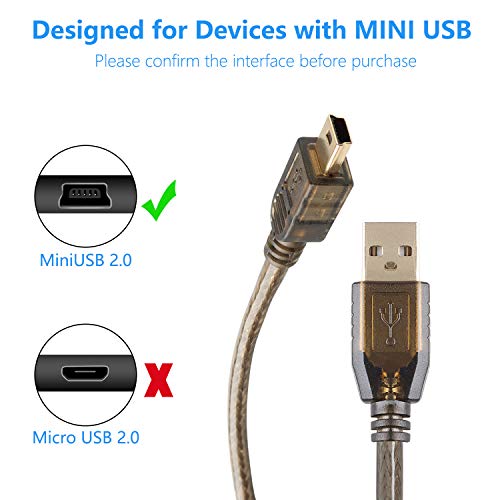 Pasow Mini כבל USB USB 2.0 A עד מיני B 5pin טעינה זכר כבל נתונים עבור GoPro Hero 3+, Hero HD, בקר PS3, נגני MP3/4, מצלמת מקף,