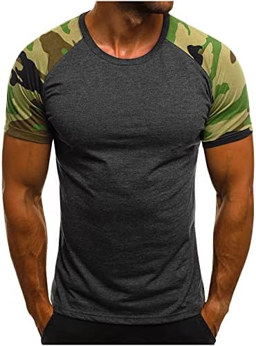 חולצת טריקו של קאם גברים הסוואה שרוול קצר הסוואה רגילה בכושר צבאי צבא סגנון צבא עגול צוואר עגול חולצת כושר אימון