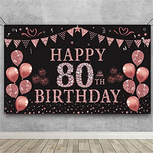 קישוטי יום הולדת 80 לנשים רוז זהב באנר רקע יום הולדת 5.9 על 3.6 נק ' שמח מסיבת יום הולדת 80 ספקי צילום רקע קישוט יום