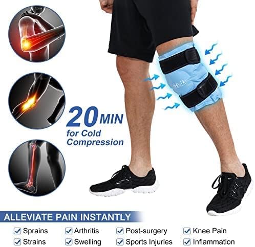 רביקס קרח חבילה עבור הברך כאב הקלה, לשימוש חוזר ג 'ל קרח לעטוף עבור רגל פציעות עגל ושוק ג' ל קרח חבילות עבור פציעות