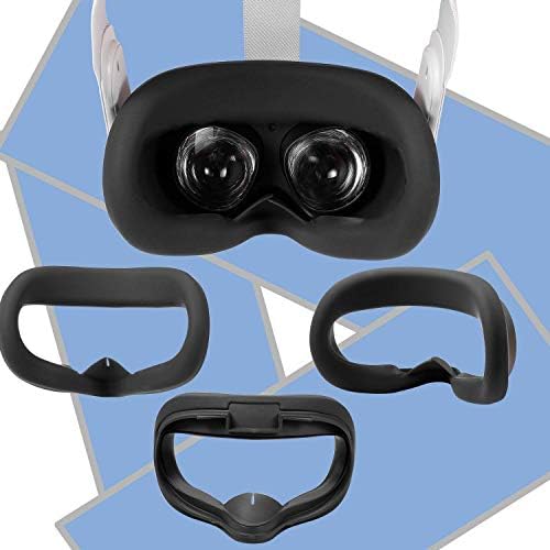 Devansi VR כיסוי פנים סיליקון עם כיסוי עדשות ל- Oculus Quest 2 פנים הגן על עור אטום-דליפה אטום אור אנטי דליפה, כחול