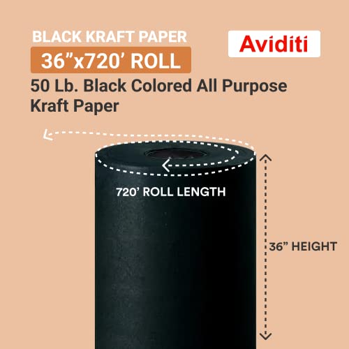 נייר קראפט צבעוני בצבע שחור, 36 x 720 ', 50 קילוגרם נייר לאמנות ומלאכות, לוחות מודעות, עטיפת מתנה, כיסויי שולחן