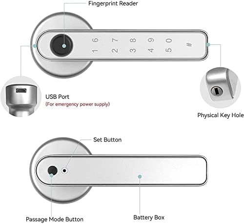 מנעול דלת טביעות אצבע של SMTLK, כניסה ללא מפתח, מנעול דלת ביומטרי עם לוח מקשים, קוד סיסמה, טביעת אצבע, נעילת מפתח,