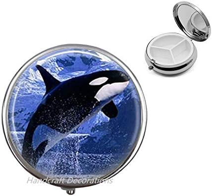 דולפינים גלולת תיבת חבר מתנה ים גלולת מקרה כחול אוקיינוס גלולת תיבת דולפין תכשיטי ימי גלולת תיבת כחול מים ימי בעלי