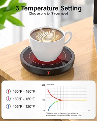 מחמם ספל קפה, מחמם כוסות קפה 36 וואט עם 3 הגדרות טמפרטורה ופונקציית כיבוי אוטומטי של 4 שעות לשימוש בשולחן