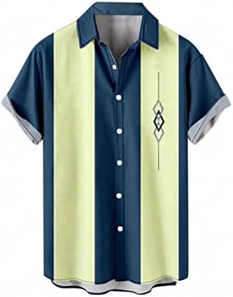 כפתור רטרו של XXBR לגברים למטה חולצות באולינג 50s סגנון רוקבילי צמרות קיץ סגנון קובני מחנה הוואי חולצה עם כיס
