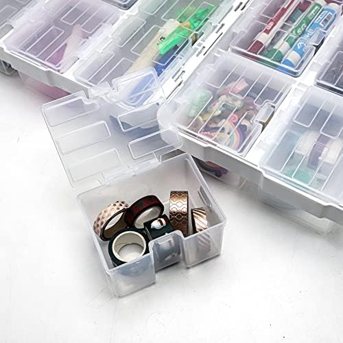 קופסת אחסון צד כפולה של Sunmaio, מארגן צעצועים עם מארגני חומרת קופסת פלסטיק נשלפת ומארגני חלקים, לאחסון ברגים אגוזים, ברגים