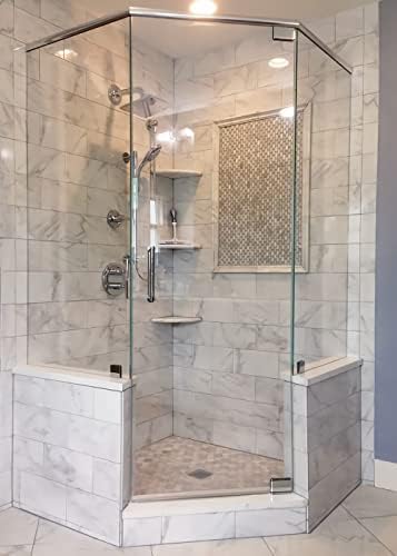 GEOONA 2 PCS מדף פינת מקלחת שיש לחדר אמבטיה, 9 '' מדפי פינת שיש טבעיים לקיר אמבטיה המותקנים בשני הצדדים מלוטשים
