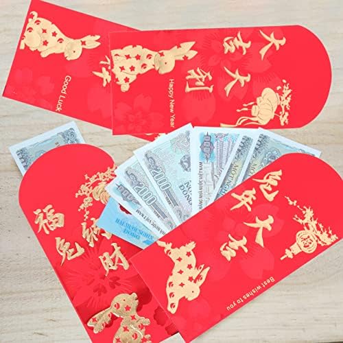 2023 סיני אדום מעטפות: 24 יחידות ארנב שנה אדום מעטפות חדש שנה אדום כיסים שנה של ארנב ירח חדש שנה אדום מנות מזל כסף מתנת תיק