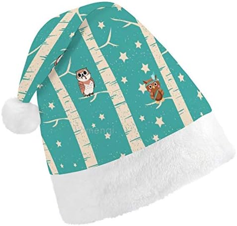 חג המולד סנטה כובע, ינשוף על עץ חג המולד חג כובע למבוגרים, יוניסקס נוחות חג המולד כובעי לשנה חדשה חגיגי תלבושות