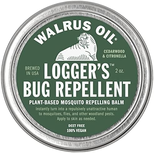 שמן WALRUS - דוחה באגים של לוגר, 2 גרם יתושים מבוסס צמח דוחה עם Cedarwood & Citronella, Deet Free, טבעוני, Safe Kid