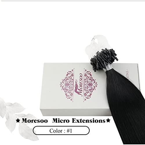 מורסו מיקרולינק תוספות שיער שיער טבעי 24 אינץ חרוזים שיער הארכת צבע 1 שחור שיער הרחבות מיקרולינק טבעי שיער 50