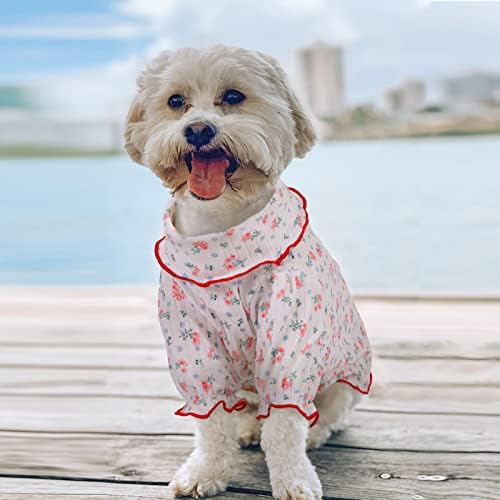 חולצות הדפסים פרחוניים של כלבים, חולצת תחתית סוודר חיות מחמד, תלבושת חולצת טריקו של בולדוג צרפתית לכלבים וחתולים