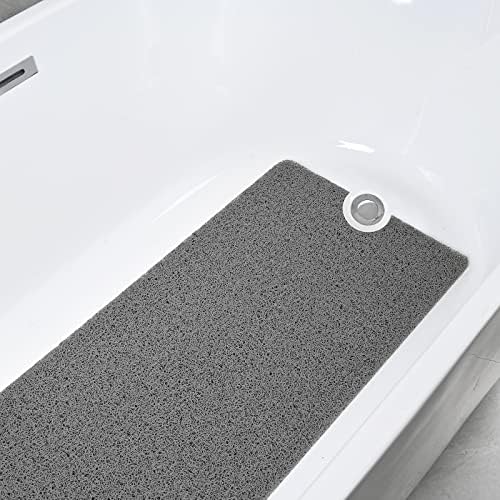 מחצלת אמבטיה של מחצלת מקלחת ללא החלקה אנקינרית, 40x16 אינץ ', מחצלת אמבטיה עם ניקוז, ייבוש מהיר של PVC Loofah Bathmat לאמבט,