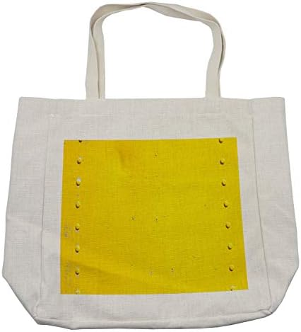 תיק קניות צהוב של אמבסון, וינטג 'שחוק צלחת קיר תעשייתית מלוכלכת ותצלום עם נושא הפרודוקטיביות, תיק לשימוש