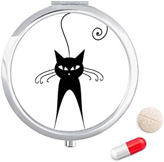 חמוד שחור חתול מחמד מאהב בעלי החיים אמנות מתאר גלולת מקרה כיס רפואת אחסון תיבת מיכל מתקן
