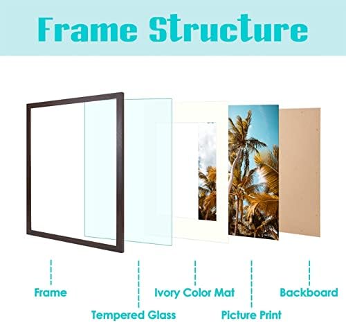 Frametory, מסגרת תמונה 16x20 עם מחצלת לתמונה 11x14 - דפוס רחב זכוכית בהגדרה גבוהה - חומרת הרכבה של קיר שהותקנה