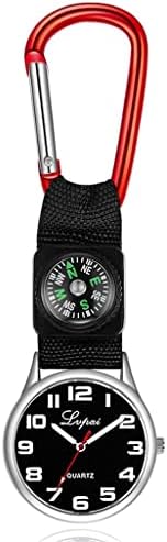 Slsfjlkj ספורט חיצוני קוורץ שעון כיס עם שעון תליון מצפן רצועת ניילון קרבינר כיס מתנות מתנות