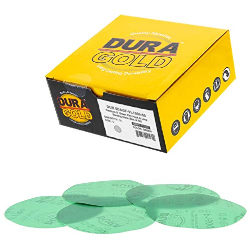 Dura -Gold 5 דיסקי מלטש סרטים ירוקים - 1500 חצץ ו -5 וו וולאה דה פלטת צלחת גיבוי