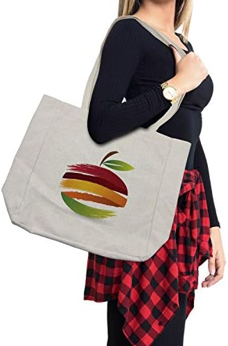 תיק קניות פירות של אמבסון, פסים צבעוניים מופשטים עיצוב תפוחים טריים סביבת אקולוגיה סביבת נושאים, תיק לשימוש חוזר וידידותי