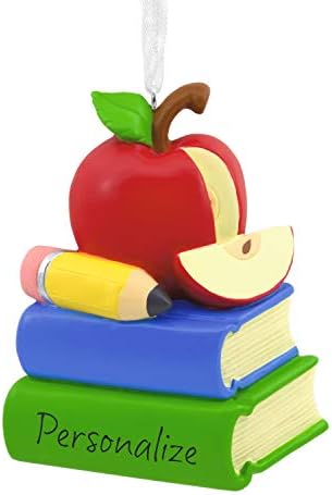 קישוט לחג המולד בהתאמה אישית של Hallmark, מורה בבית הספר תפוח עם ספרים